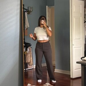 Dark Grey Pin Striped Trousers